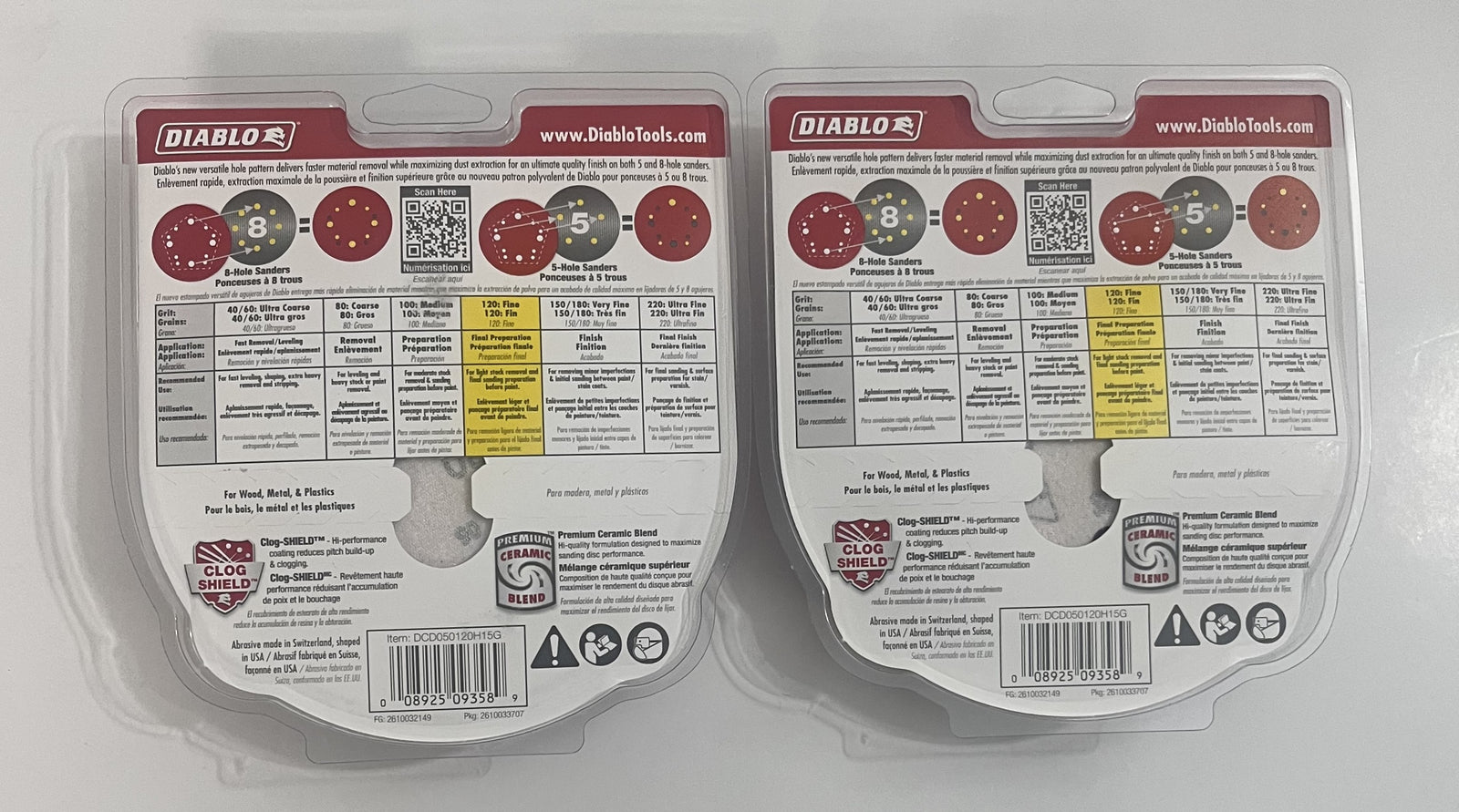 (30)Diablo DCD050120H15G 5" 120-Grit Sanding Discs, Universal Hole Pattern (2-Pack)