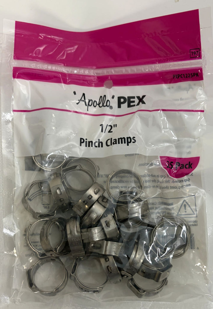 Apollo PXPC1225PK 1/2" Stainless Steel PEX Pinch Clamps - Bulk Lot of 10 Packs (250 Total Clamps)