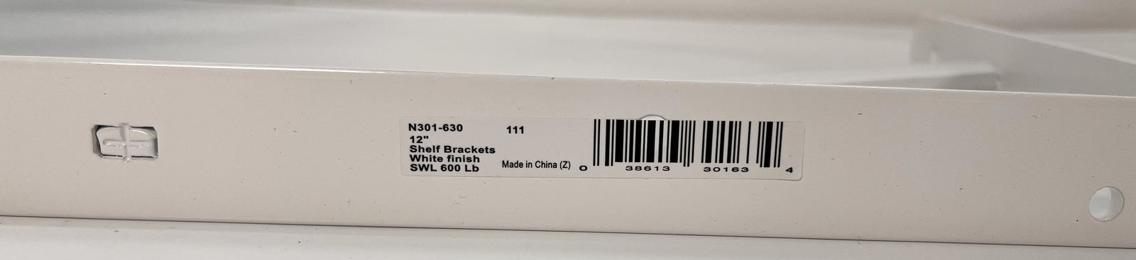 National Hardware N301-630 12" White Shelf Bracket, Lot of 6, durable metal support brackets.