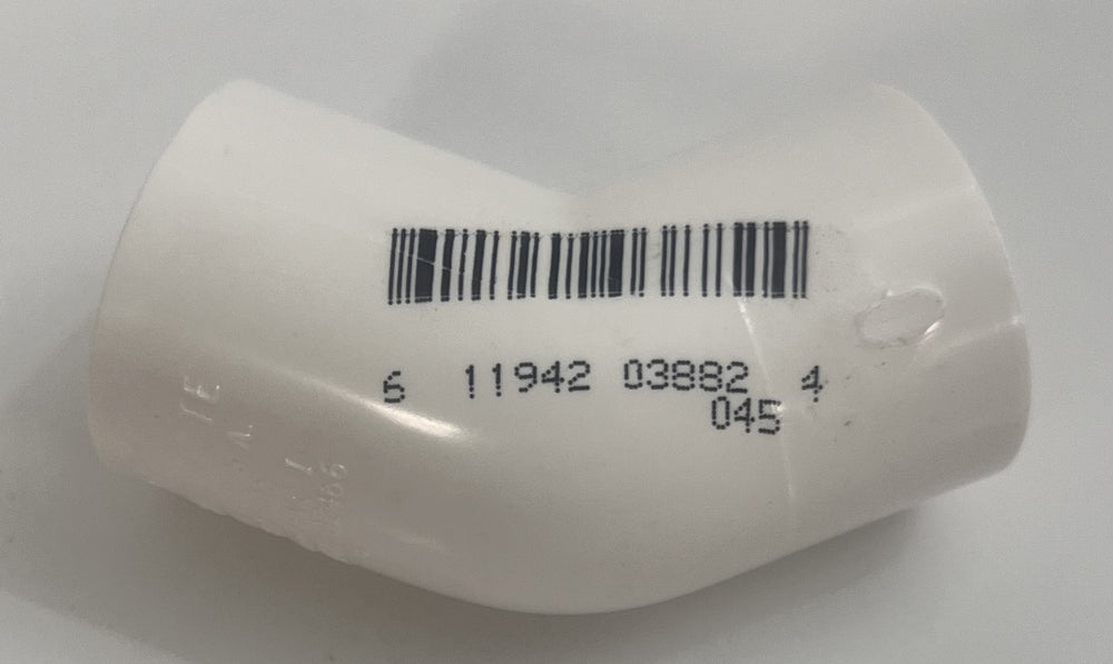 Charlotte 1/2" Schedule 40, 45-degree elbow, model 2309, durable PVC fitting for angled pipe connections; pack of 25.