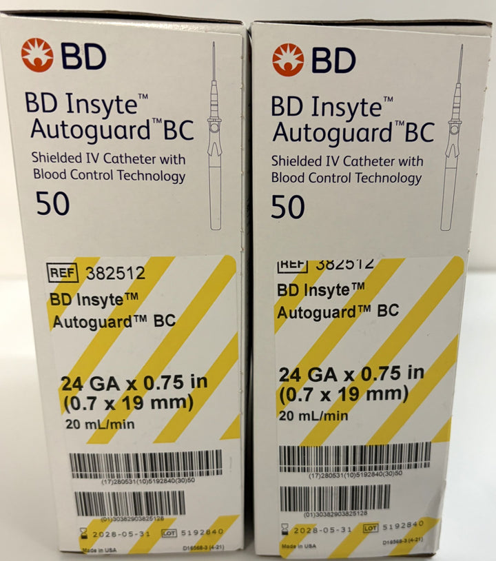 BD 382512 Insyte Autoguard BC Shielded IV Catheter, 24G x 0.75 in