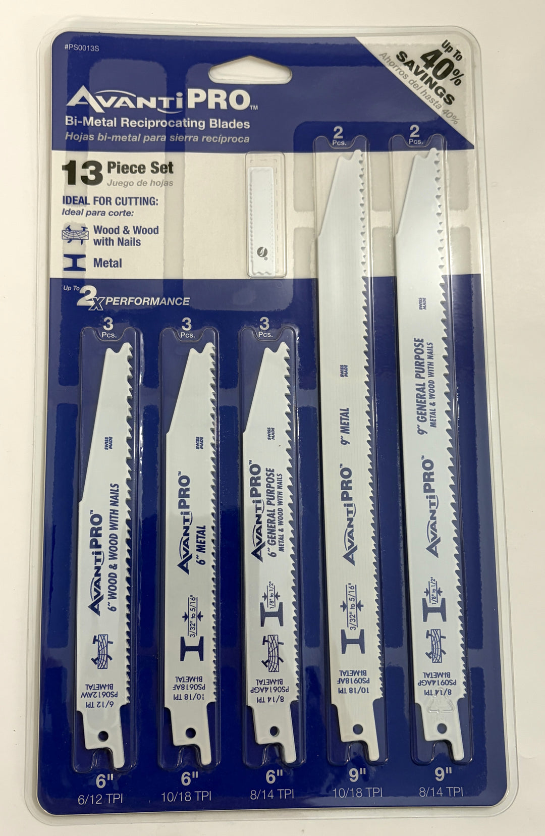 Avanti Pro PS0013S Bi-Metal Reciprocating Saw Blade Set – 13-Piece, Metal & Wood Cutting