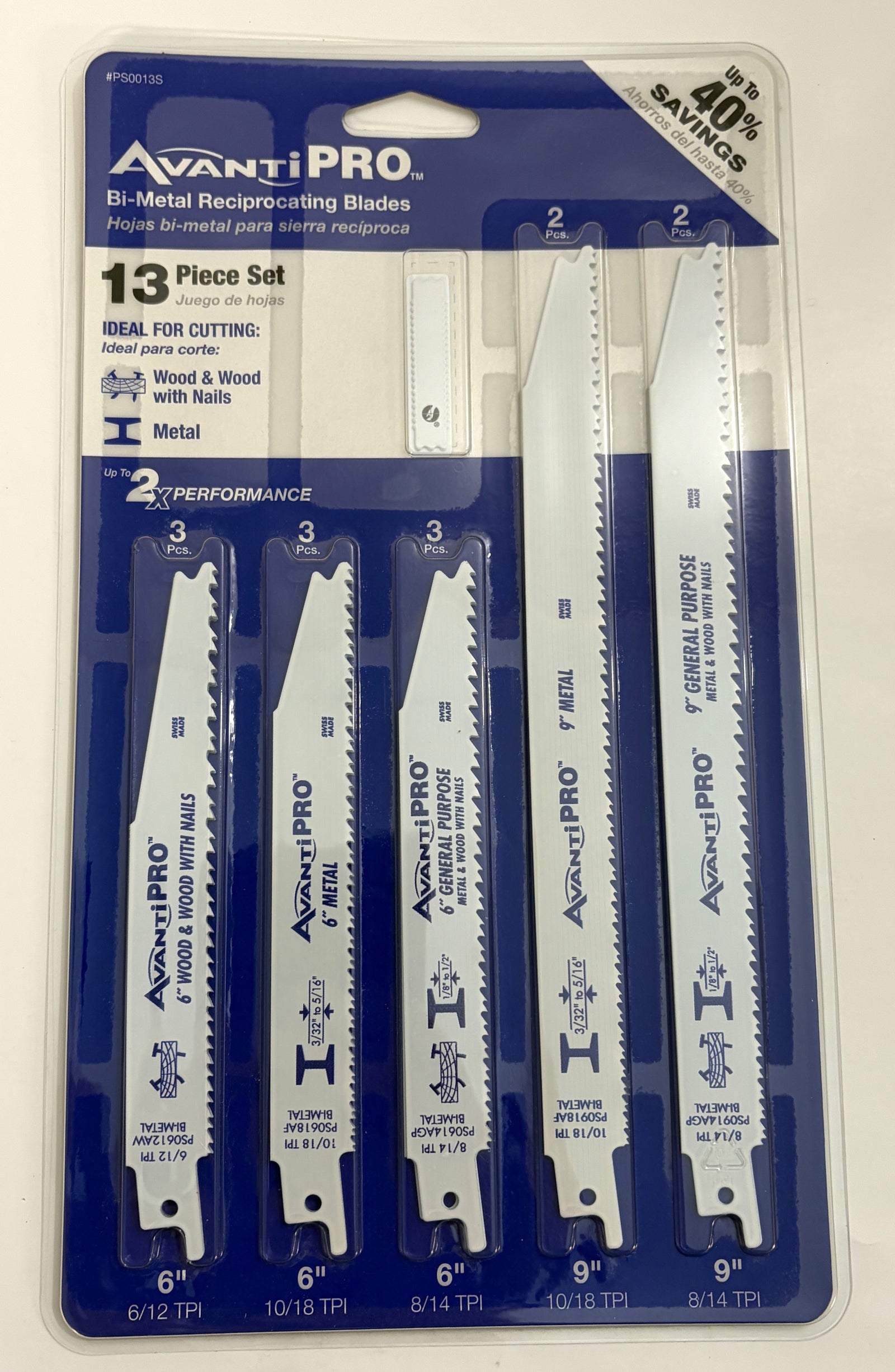 Avanti Pro PS0013S Bi-Metal Reciprocating Saw Blade Set – 13-Piece, Metal & Wood Cutting