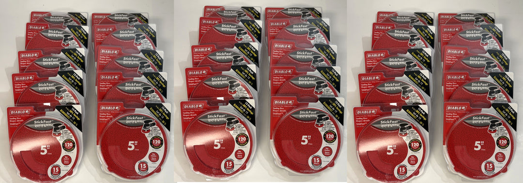Diablo DCD050120P15G 5" 120-Grit StickFast Sanding Discs – 30 Pack Lot (450 Discs)