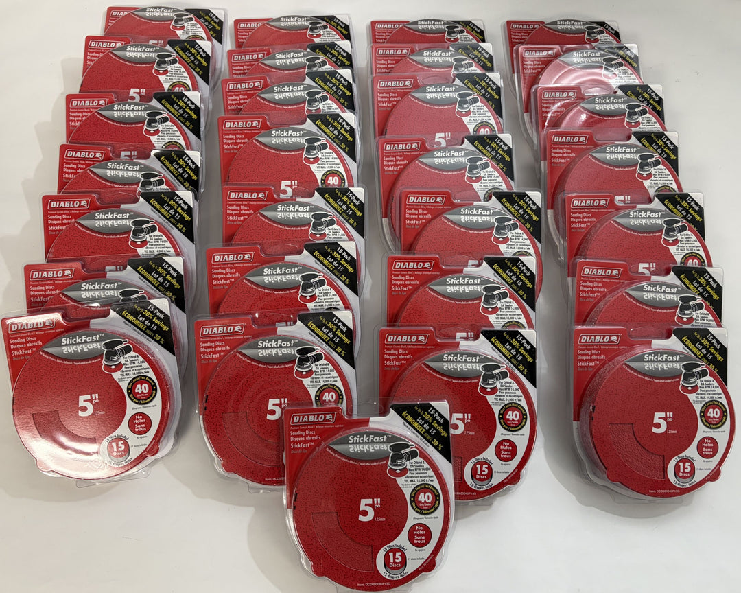 Diablo DCD050040P15G 5" 40-Grit StickFast Sanding Discs – No Holes – 435 Discs Bulk Contractor Lot (29 Packs)