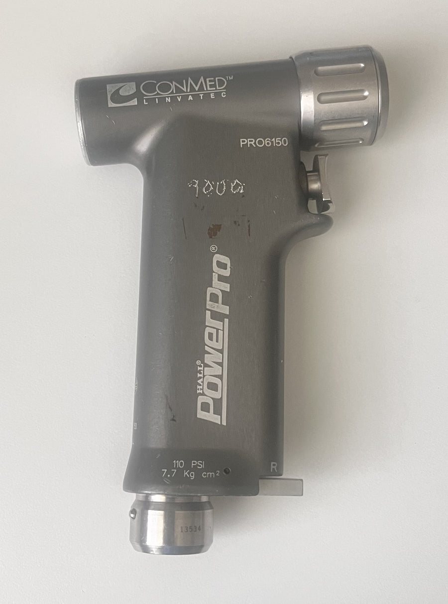 ConMed Linvatec PRO6150 Hall PowerPro is a single-trigger pneumatic handpiece designed for precise surgical cutting and drilling.