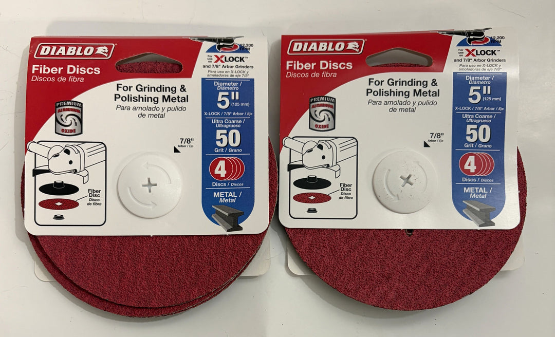 Diablo 5" X-LOCK Fiber Disc 50 Grit – 4 Discs per Pack | Fast Shipping