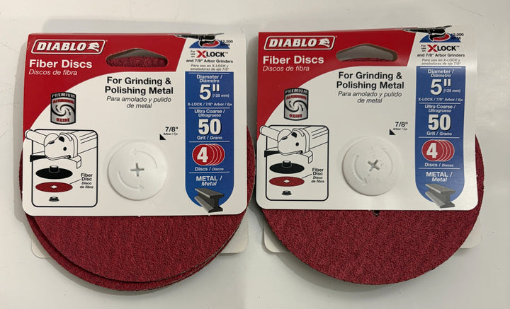 Diablo 5" X-LOCK Fiber Disc 50 Grit – 4 Discs per Pack | Fast Shipping