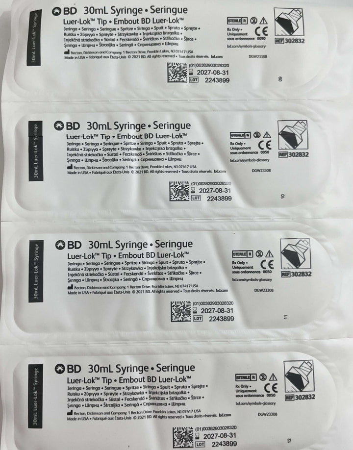 BD 302832 Luer-Lok 30ml Syringe (56/Box)