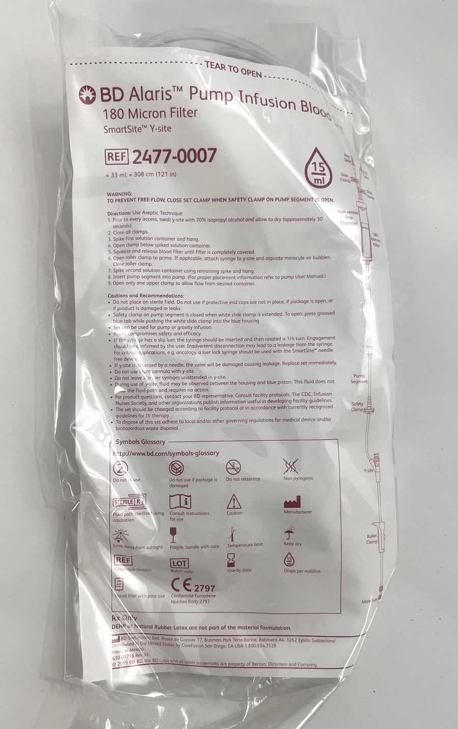 Alaris Pump Infusion Blood Set, 10 per box, for use in intravenous blood transfusions. Designed for safety and reliability.