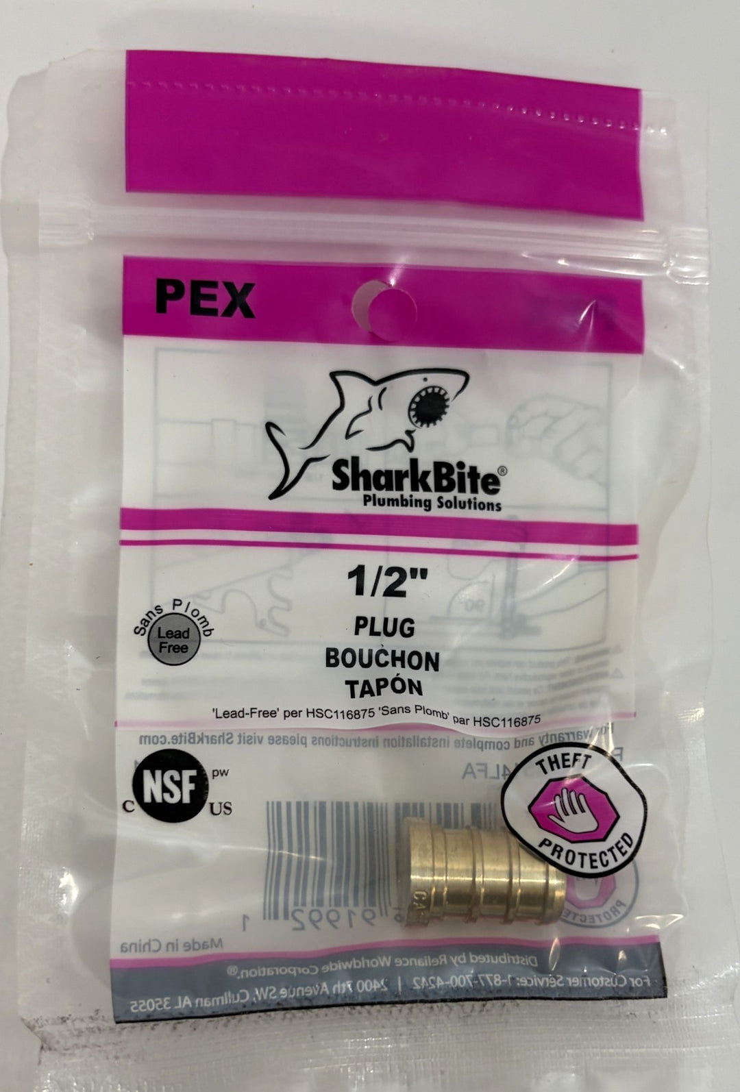 SharkBite UC514LF 1/2" PEX Brass Crimp Plug - Lead-Free, 12-Pack New
