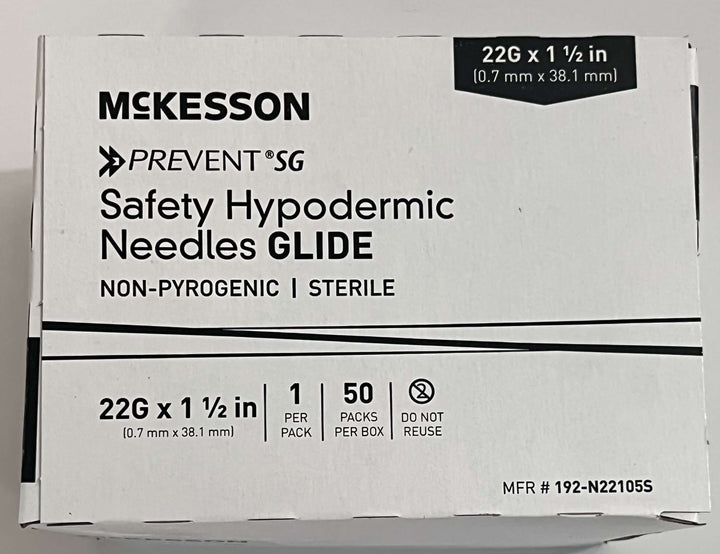 McKesson 192-N22105S Hypodermic Needle Prevent SG 22G x 1-1/2" (50-Box)
