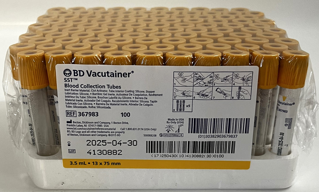 Plastic Gold with BD Hemogard Closure, 3.5 Draw Volume 13 x 75 mm. with Clot Activator, Polymer Gel