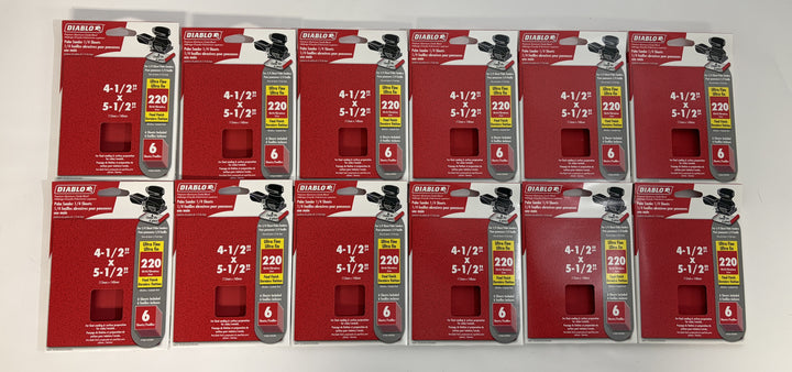 Diablo 4-1/2" x 5-1/2" 220 Grit Sanding Sheets – 72 Sheets (12 x 6-Pack Bulk)