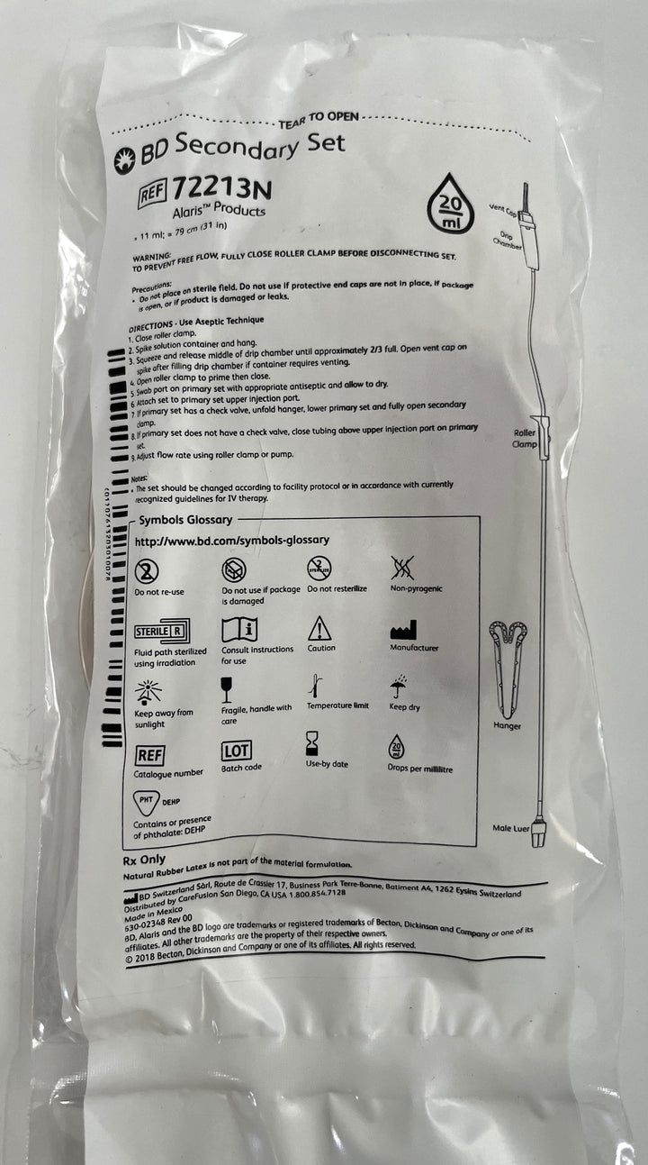 72213N Secondary Set 20 Drop Luer Lock Connector