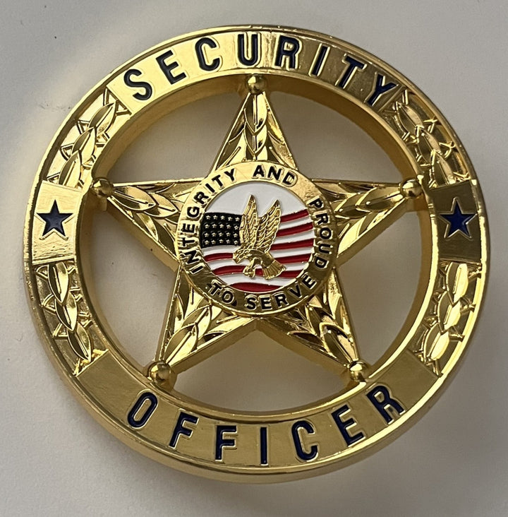 First Class Security Badge Gold 5-Star Circle Design – 3" x 3"