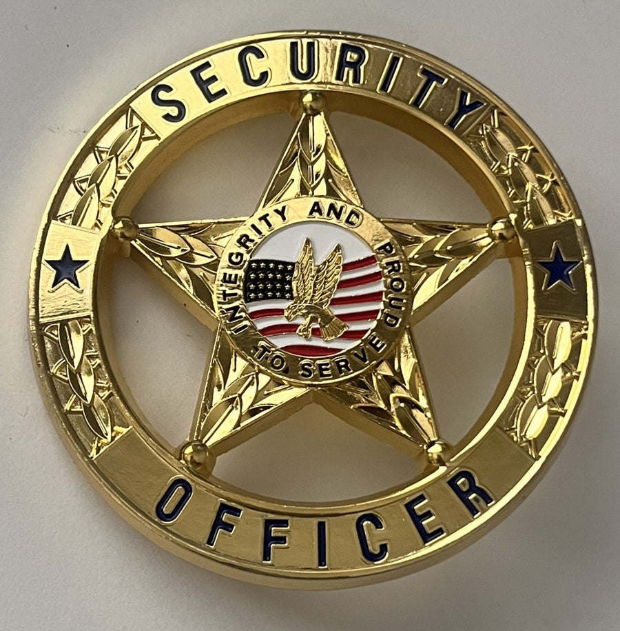 First Class Security Badge Gold 5-Star Circle Design – 3" x 3"