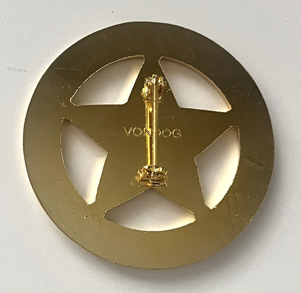 First Class Security Badge Gold 5-Star Circle Design – 3" x 3"