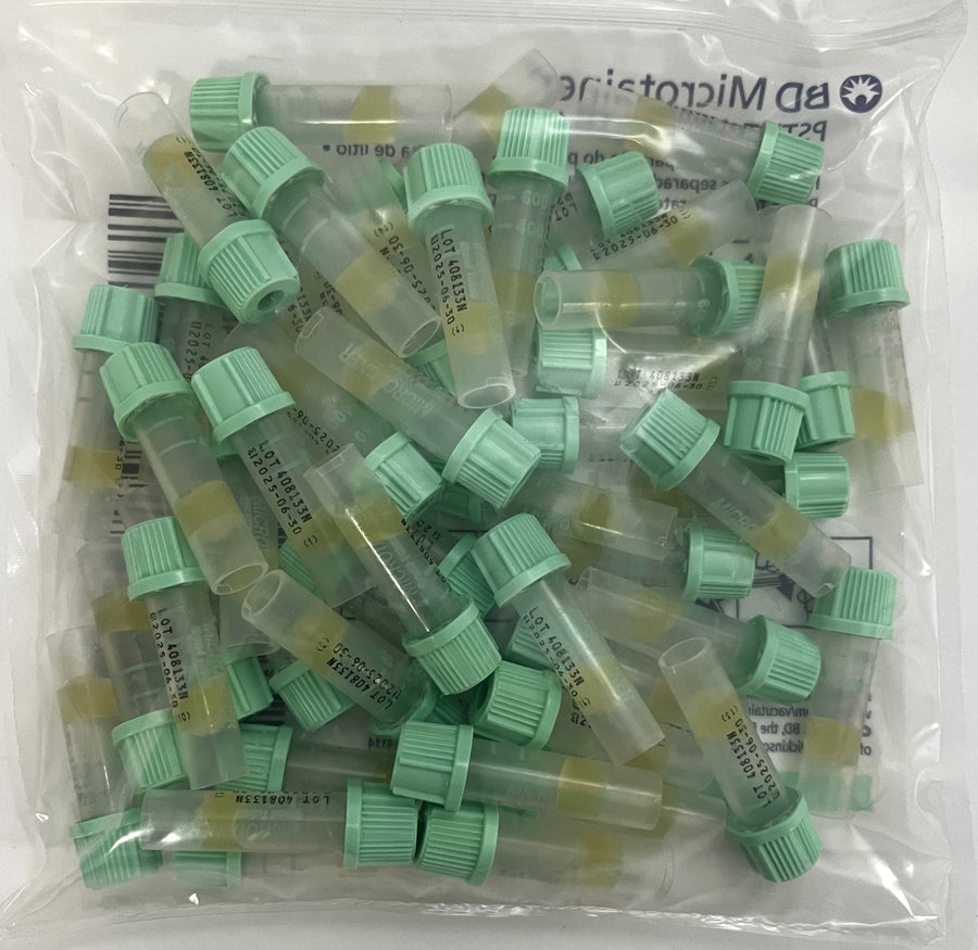 50-pack Microtainer PST Tubes with Lithium Heparin (LH), ideal for small sample blood collection and plasma separation.