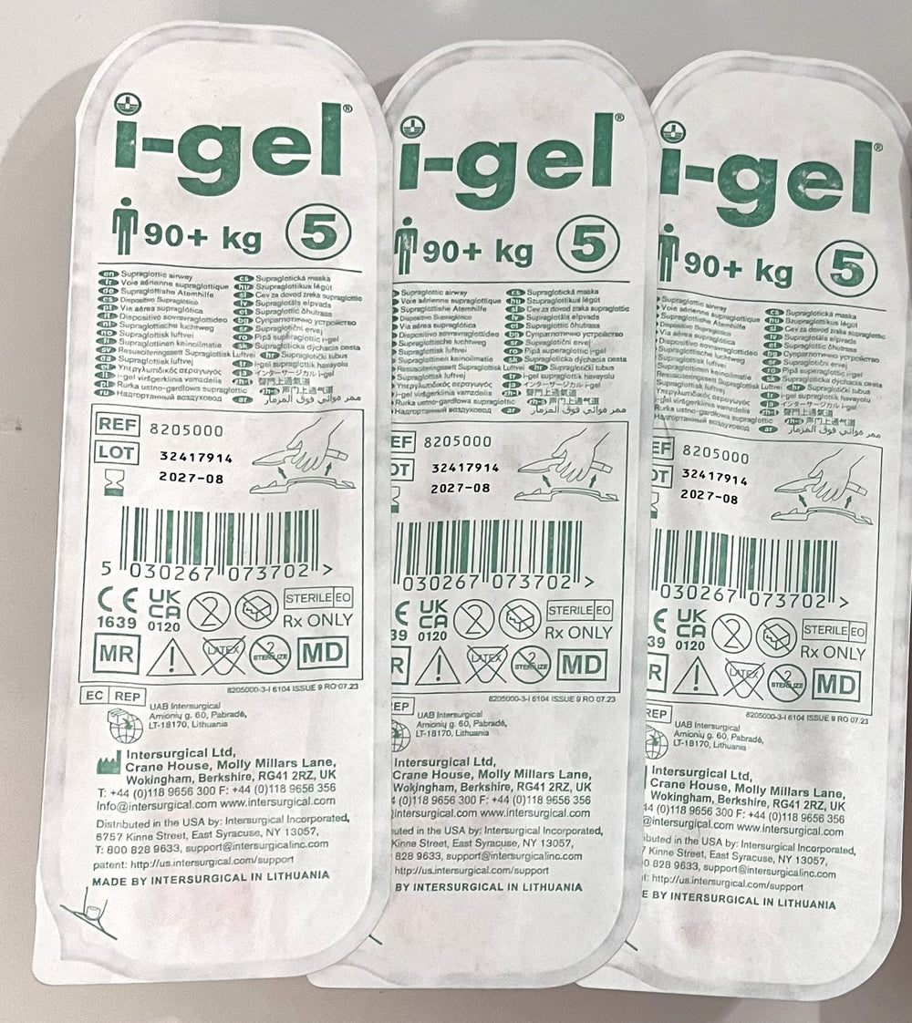 i-gel Resus Pack 8205000 Size 5 (90+ kg) Airway (3-Pack)