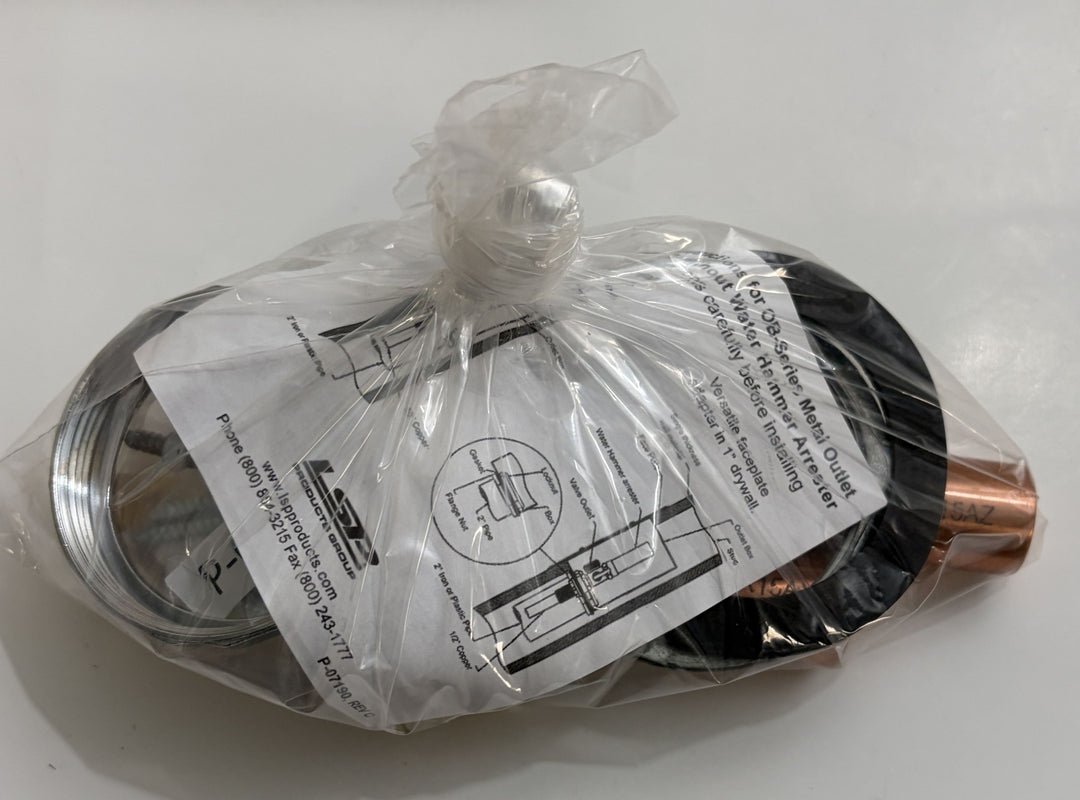 Copper coil with a label on a white background