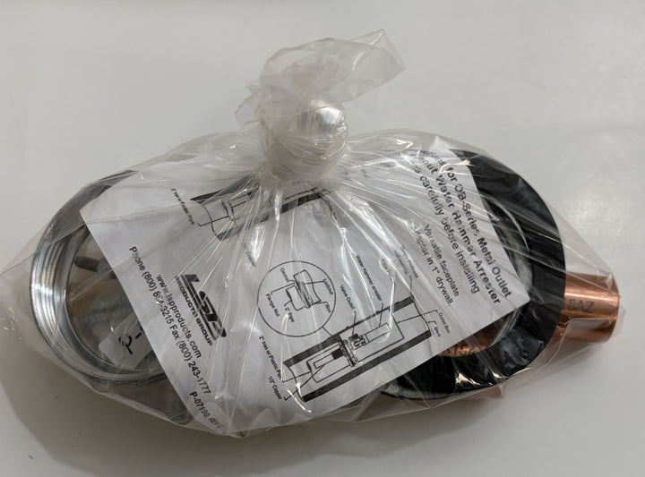 Copper coil with a label on a white background