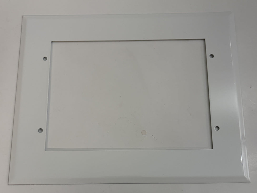 Rectangular white frame with cutout on a white background