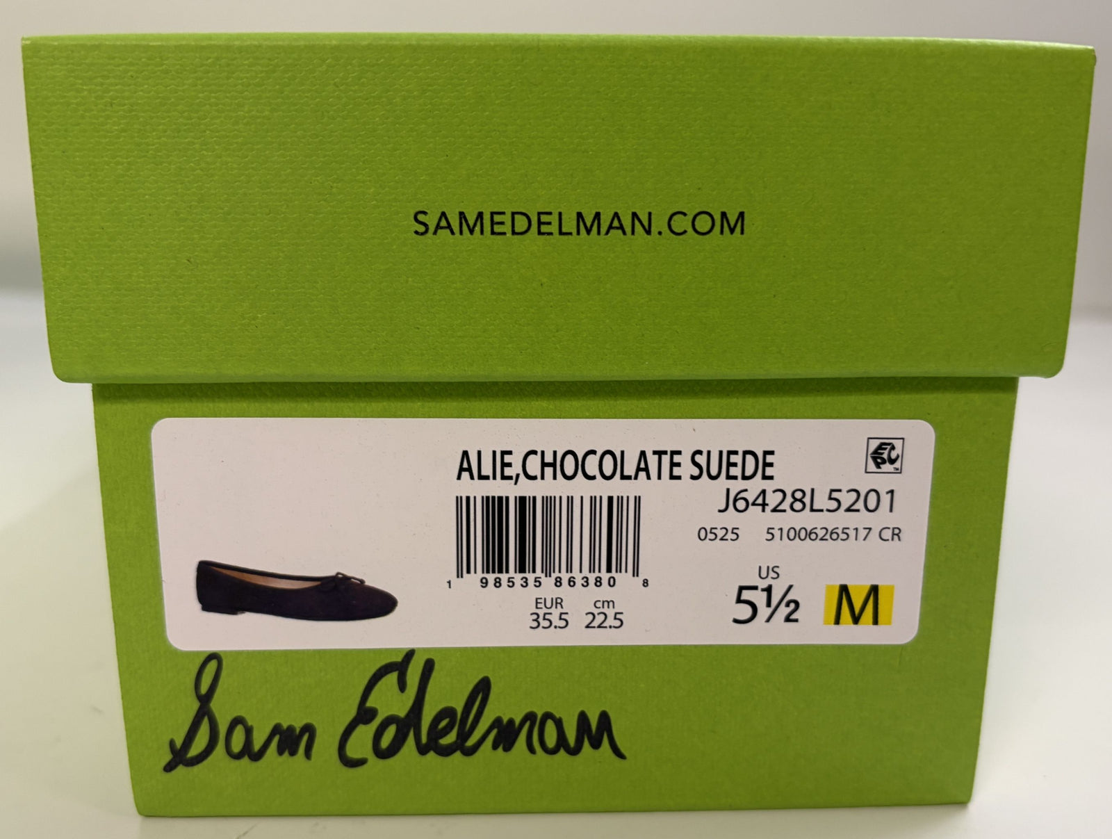 Sam Edelman Alie Ballet Flat Women's Chocolate Suede Slip-On Shoes