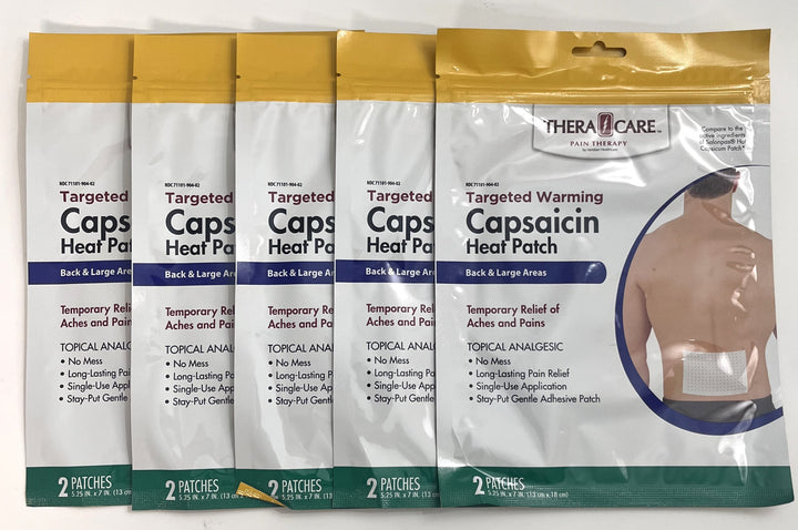 TheraCare Capsaicin Analgesic Heat Patch Targeted Warming (5-Pack)