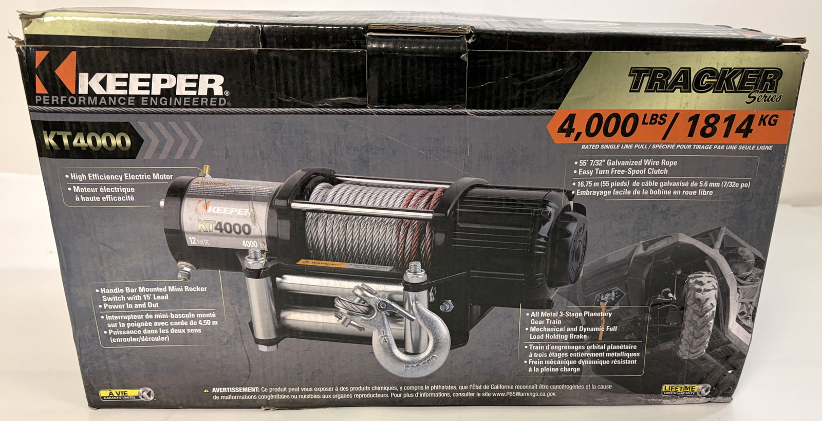 Keeper KT4000 Electric Winch - 4,000 lb. Capacity - New Open Box