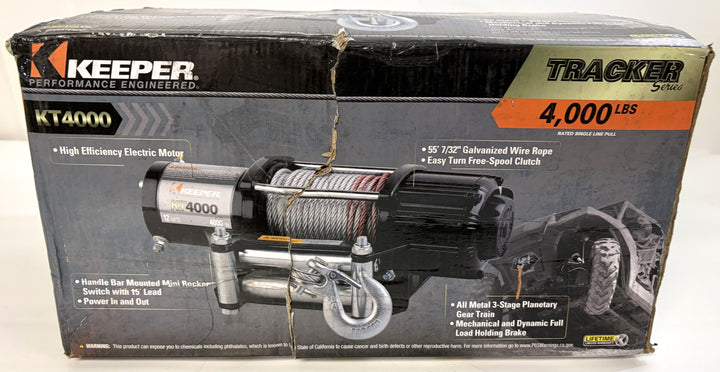 Keeper KT4000 Electric Winch - 4,000 lb. Capacity - New Open Box