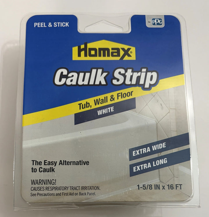 Homax White Silicone Caulk Strip Peel & Stick 1-5/8 in. x 16 ft. Tub Wall Floor