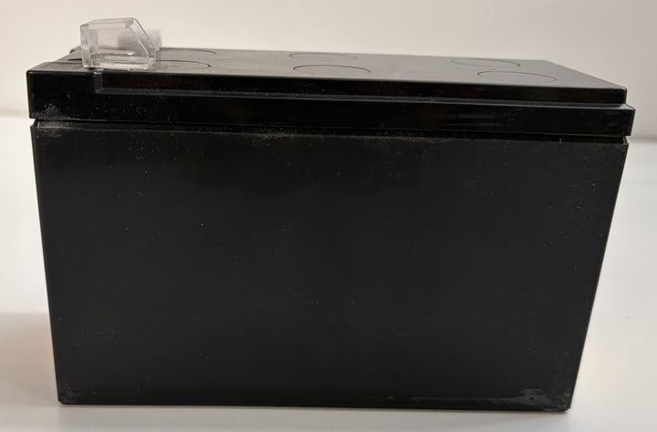 Side view of a black sealed rechargeable battery by CSB, designed for industrial and electrical applications, shown against a neutral background.