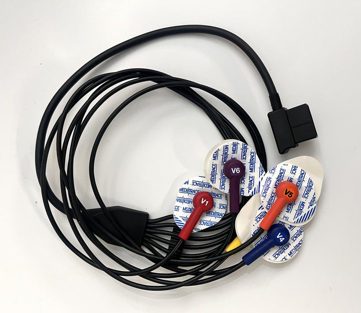 6-lead ECG patient lead wire cable compatible with ECG machines; designed for accurate heart monitoring and reliable signal quality.