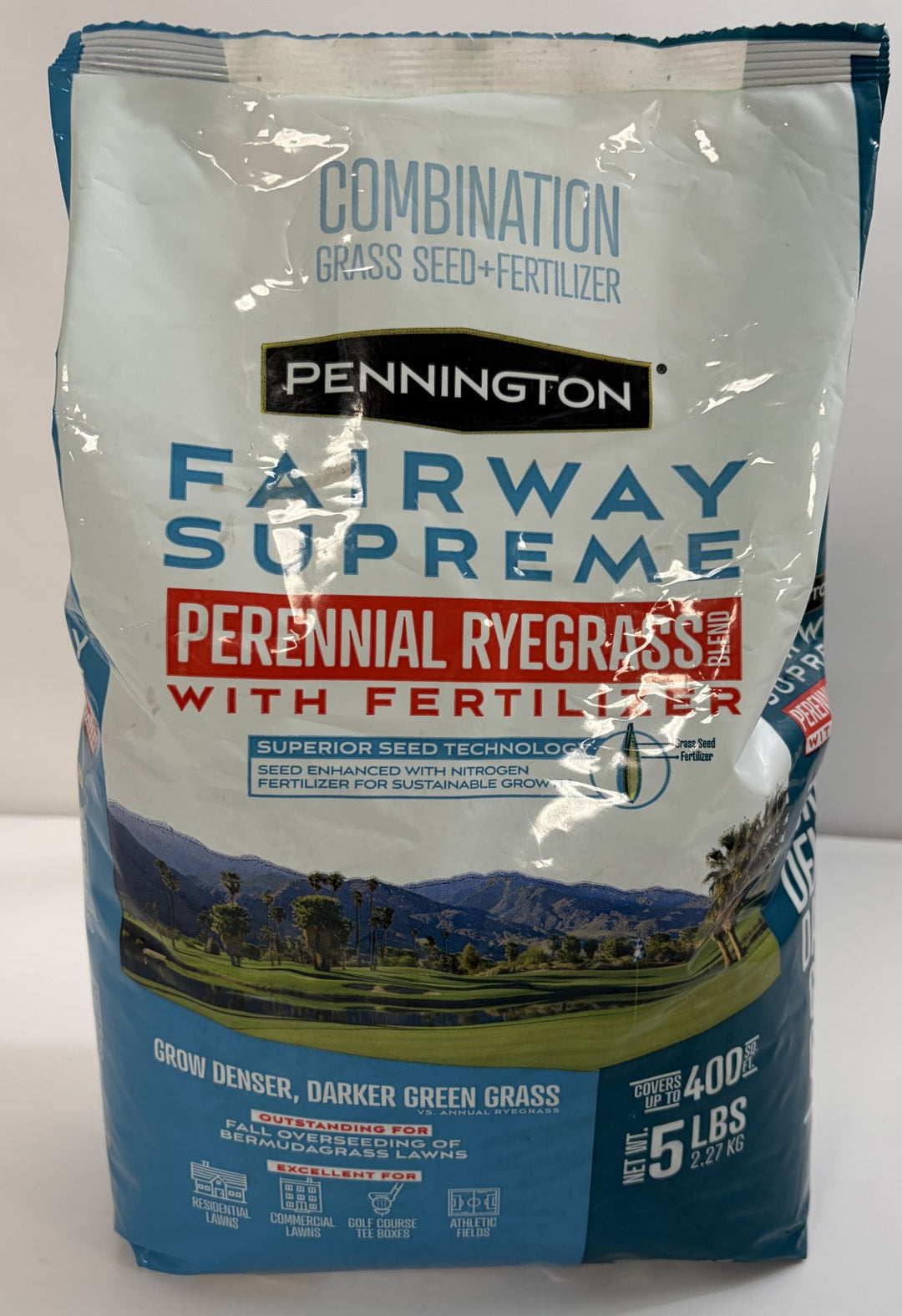 Pennington Fairway Supreme Ryegrass Seed & Fertilizer 5 lb Bag – 400 sq ft