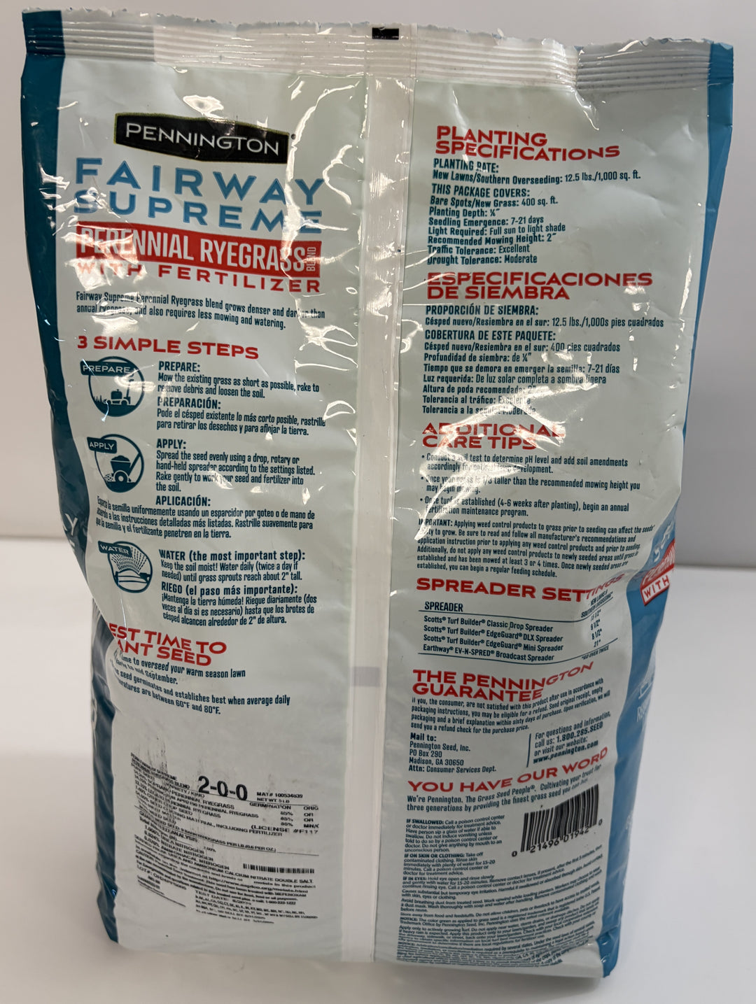 Pennington Fairway Supreme Ryegrass Seed & Fertilizer 5 lb Bag – 400 sq ft