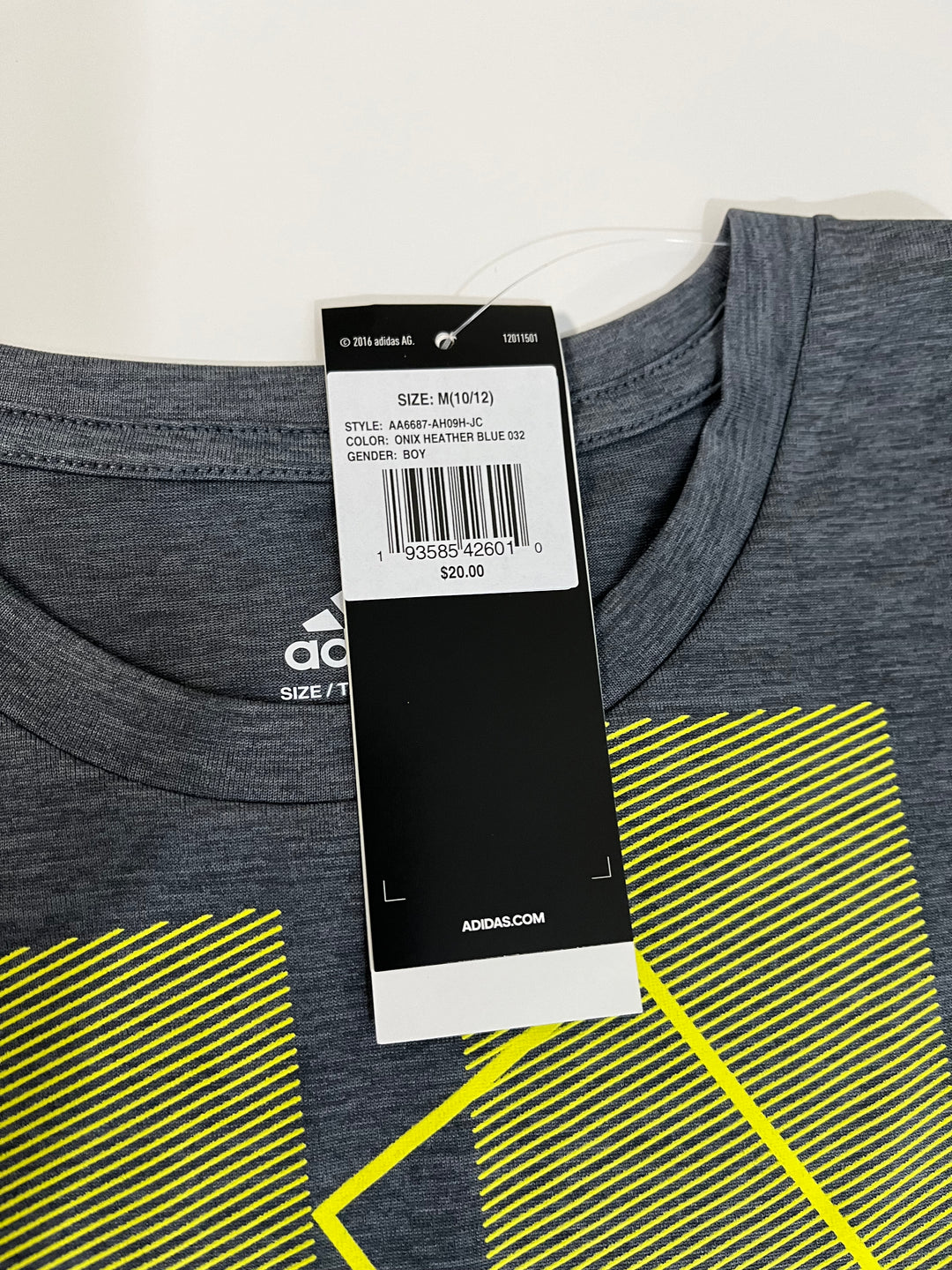 adidas Youth Boys' Stay Dry Moisture-Wicking Aeroready Gray T-Shirt size M
