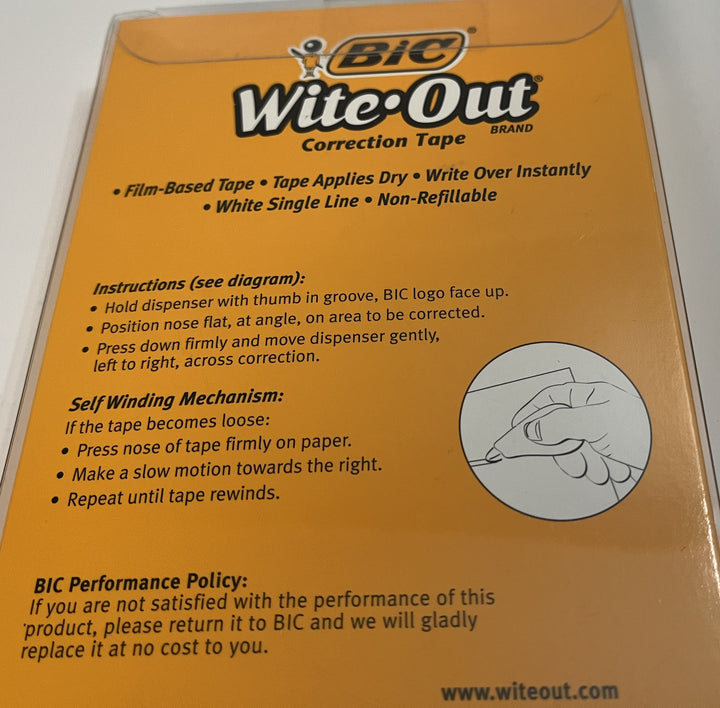 BIC Wite-Out Brand EZ Correct Correction Tape, White, Pack of 6