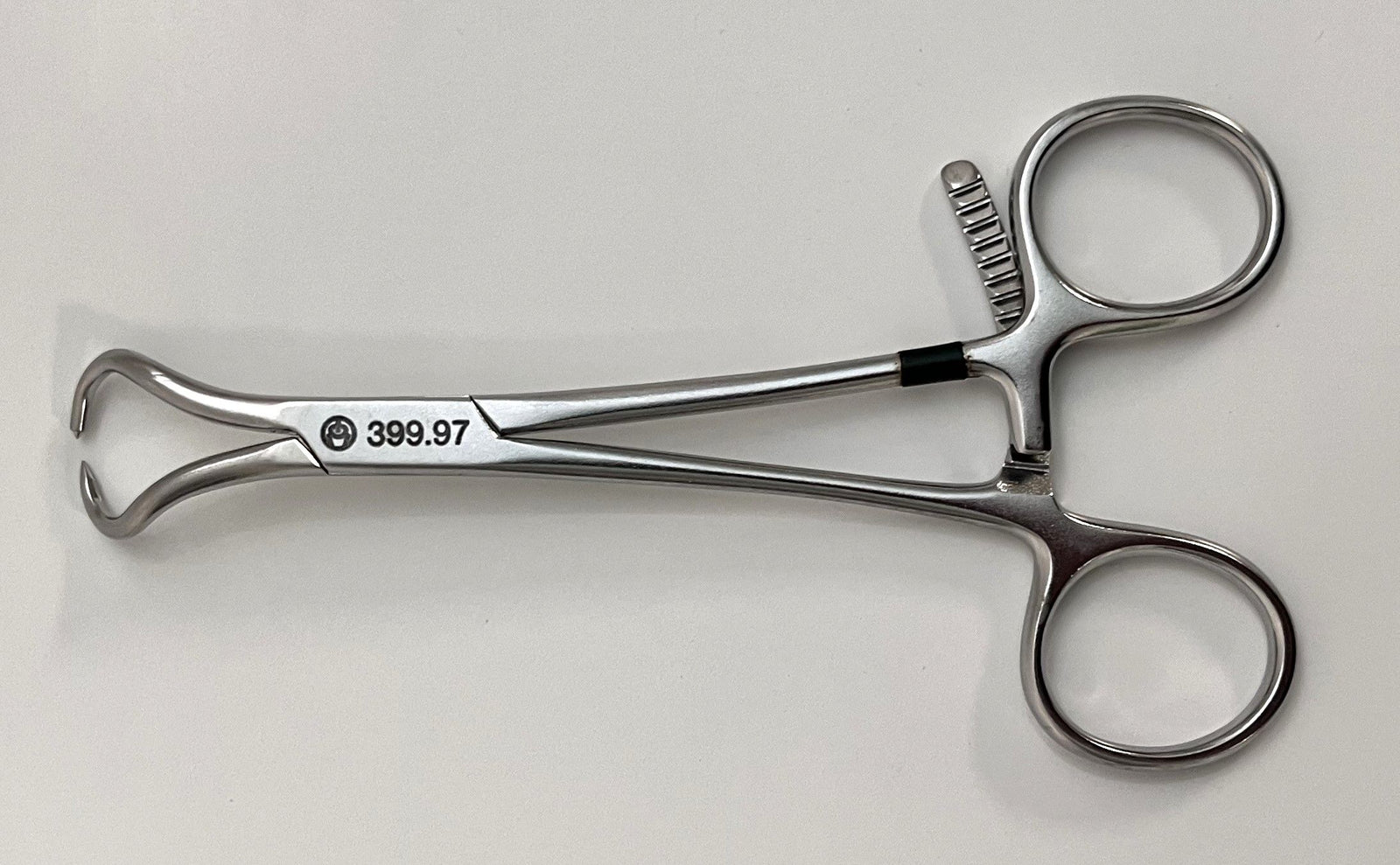 Pre-owned Reduction Forceps with Points & Ratchet (Ref: 399.97), orthopedic surgical instrument.