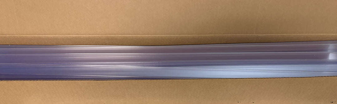 Close-up of a clear plastic shelf label holder strip manufactured by Siffron, designed for displaying pricing or product information in retail and industrial settings.
