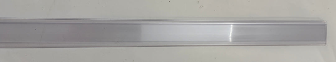 Clear plastic shelf label holder strip by Siffron, designed for industrial and retail use, shown on a plain white background.
