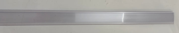 Clear plastic shelf label holder strip by Siffron, designed for industrial and retail use, shown on a plain white background.