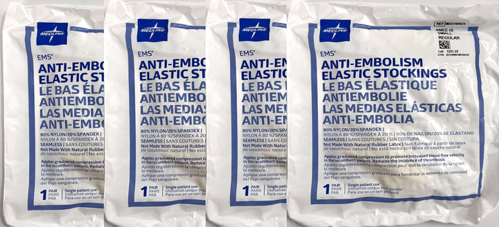 Medline MDS160624 EMS Anti-Embolism Elastic Stockings Knee Hi Small Regular (4 Pairs)