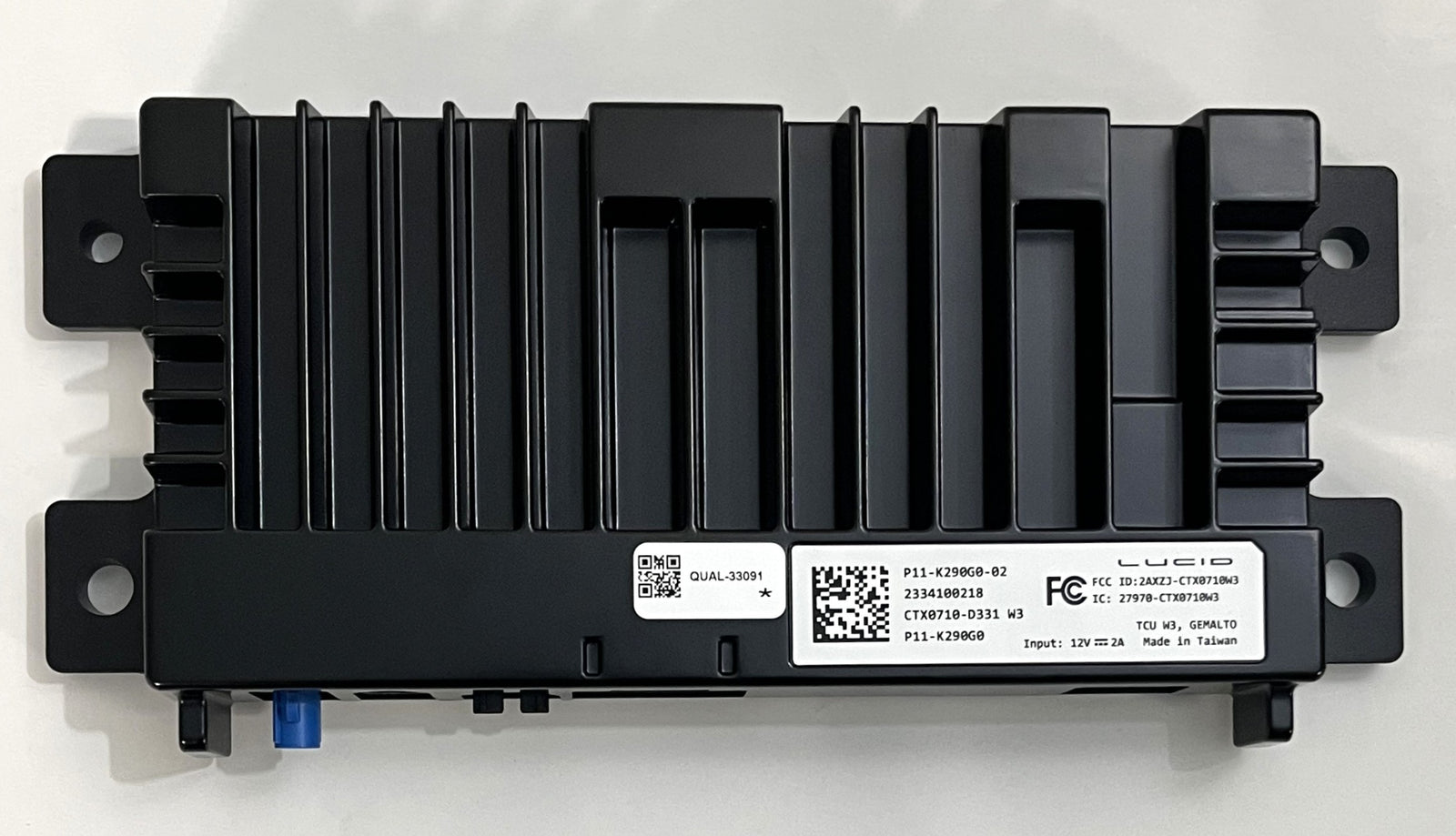 Lucid P11-K290G0-02 Telematics Control Unit, highlighting its compact, advanced design and features.