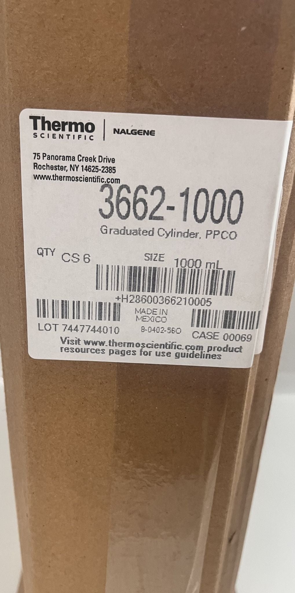 ThermoScientific 3662-1000 Graduated Cylinder, PPCO, 1000ml (Lot of 6)