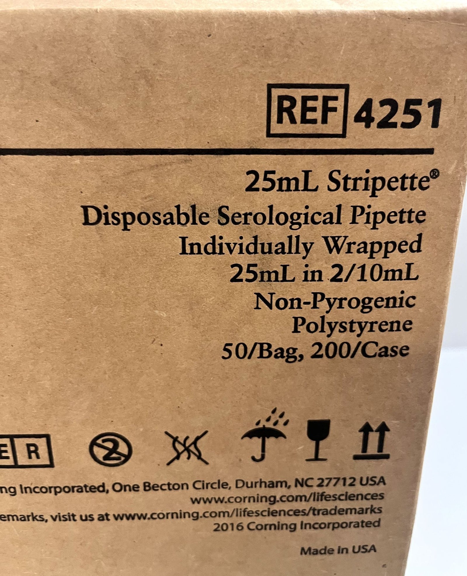 Corning Costar 25mL Stripette Serological Pipettes, 2/10mL, 200/Case