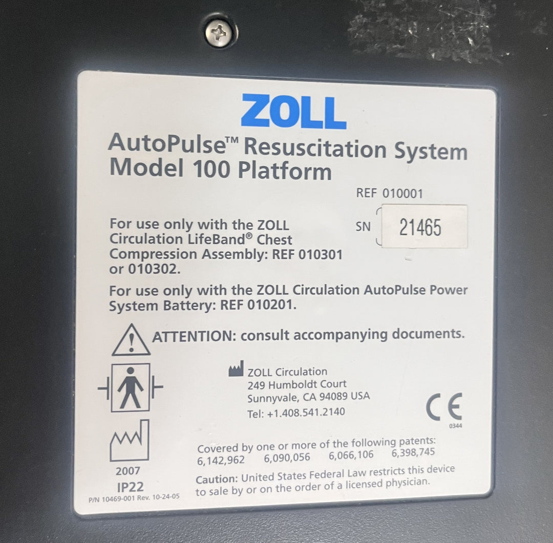 Zoll AutoPulse Automated Resuscitation System Model 100. No Battery