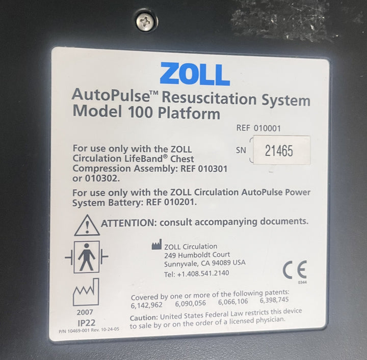 Zoll AutoPulse Automated Resuscitation System Model 100. No Battery