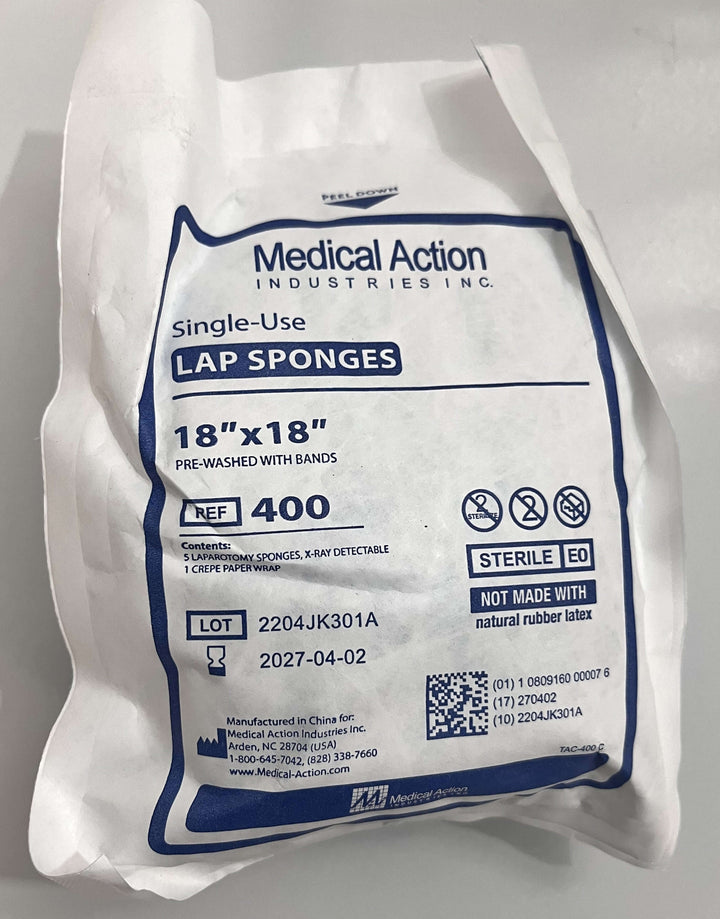 Medical Action Lap Sponges 18" x 18" Ref 400, 5 Sponges/Pack