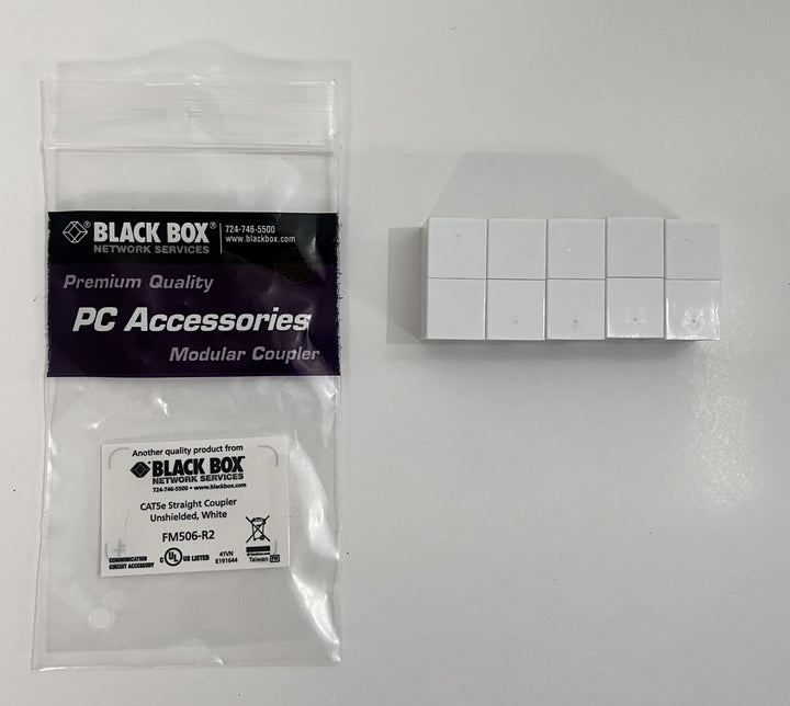 Black Box FM506-R2 Cat5E Straight Coupler Unshielded, White (5-Pack)
